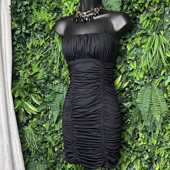 Meshki Dresses & Skirts - MESHKI Dress Women Small Black Ruched Bodycon Spaghetti Strap 1931